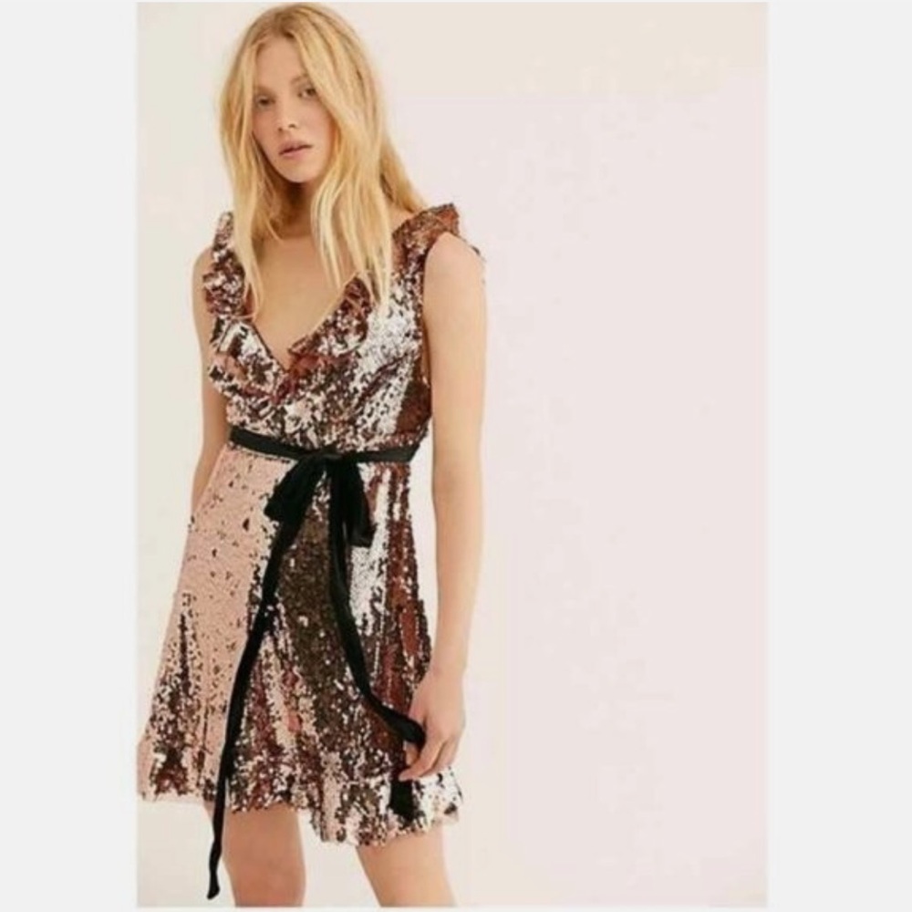 Free People Rose Gold Sequin Dress 4